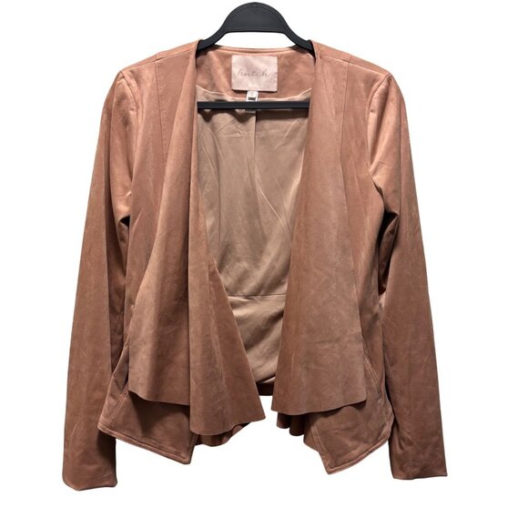 Anthropologie Hutch Open Front Waterfall Jacket In Vegan Suede Size S Neutral - Picture 5 of 9